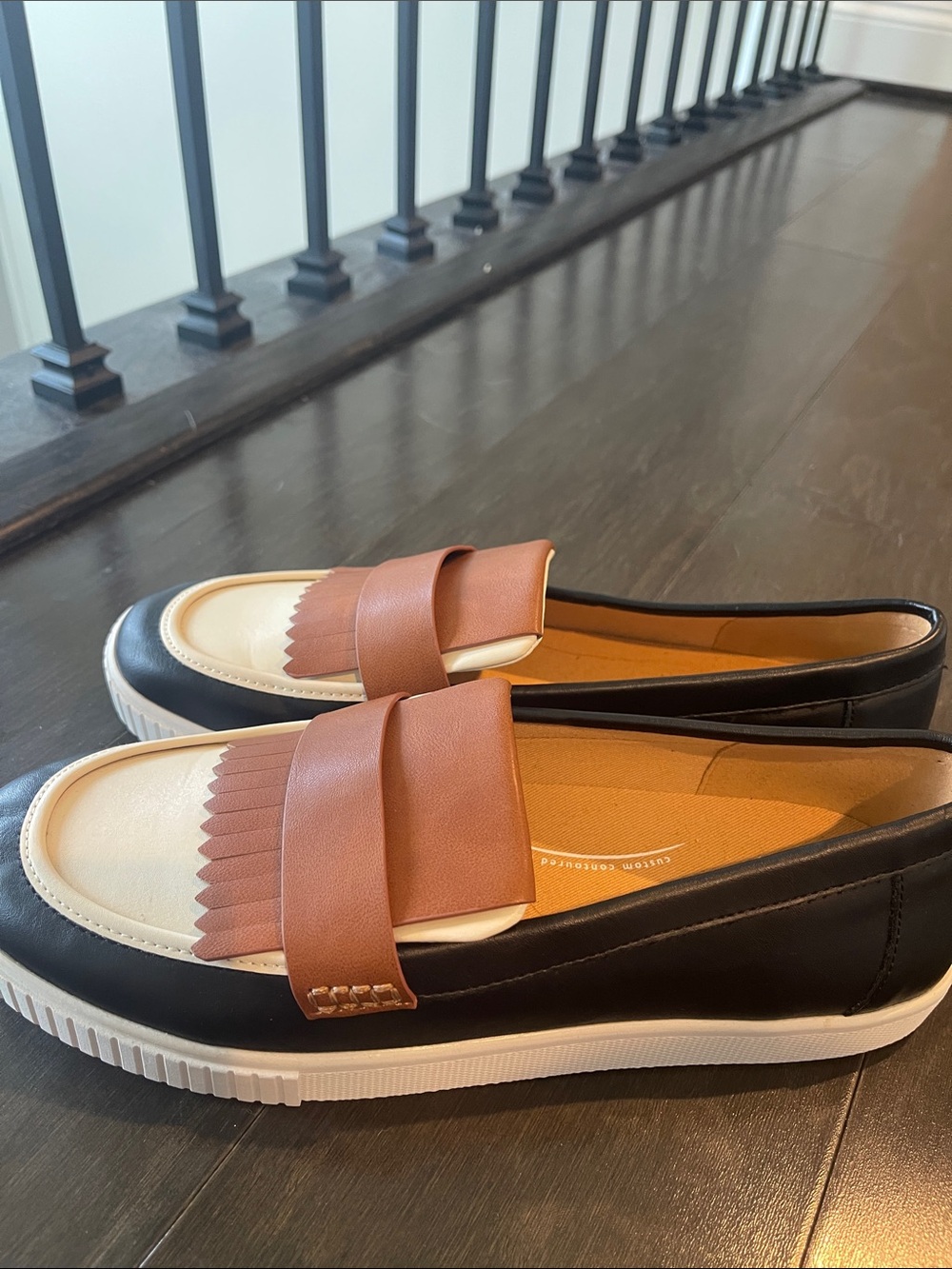 Black, Cream & Brown Slip-On Loafer Sneakers